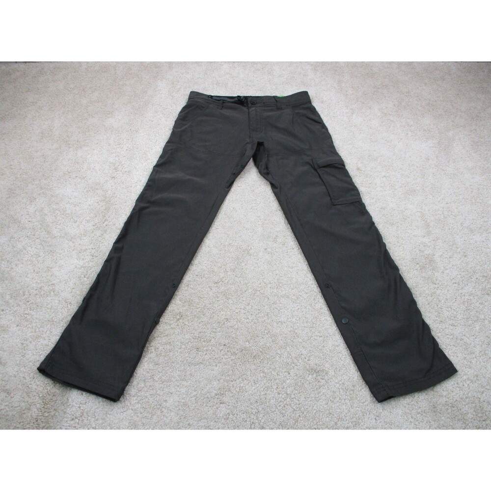 Prana Pants Mens 30x29 Slim Gray Stretch Zion Performance Belted Hiking Roll Up